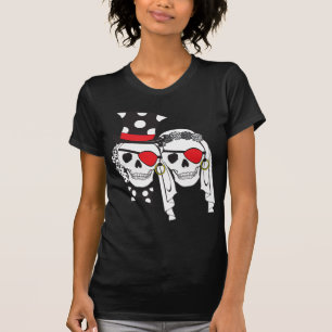 T-shirt Crânes de pirates mariages noir sur foncé