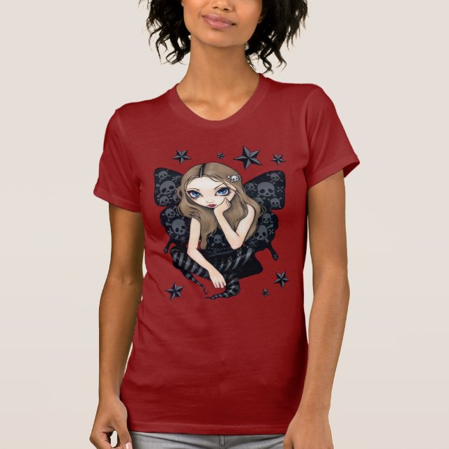 T-shirt Crânes et chemise féerique gothique d'étoiles (Devant)