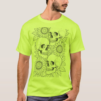 T-shirt crânes et tournesols