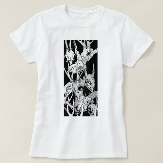 T-shirt Crânes noirs et blancs (Design devant)