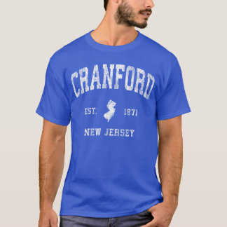 T-shirt Cranford New Jersey NJ Vintage Athlétique Sports D