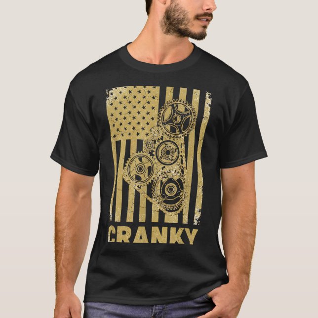 T-shirt Cranky Car Engine Crankshaft Lover Mechanics Fathe (Devant)