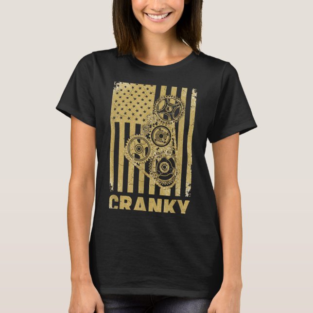 T-shirt Cranky Car Engine Crankshaft Lover Mechanics Fathe (Devant)