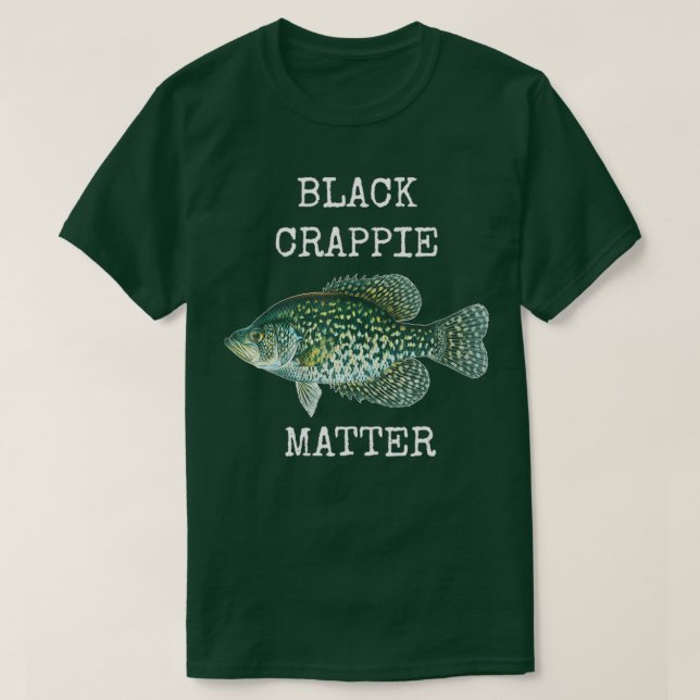 T-SHIRT CRAPIE NOIRE MATIÈRE CRAPPIE PÊCHE À LA CHEMISE (Design devant)