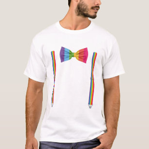 T-shirt Cravate arc-en-ciel avec Suspendants drôle LGTBQ