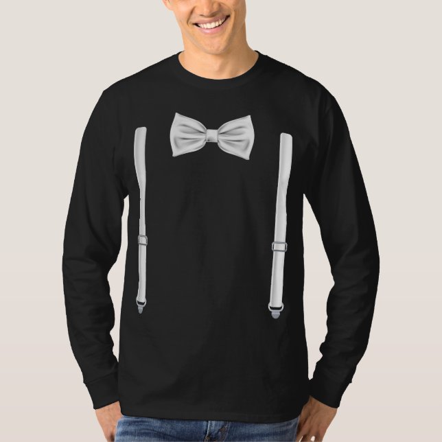 T-shirt Cravate avec Suspendants Drôle Mariage (Devant)