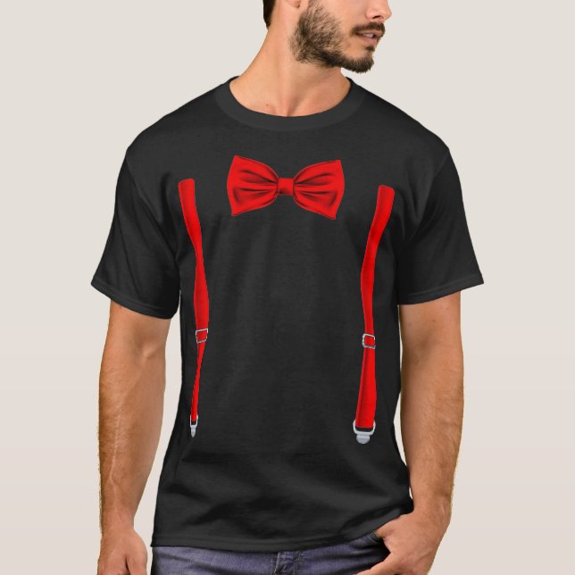 T-shirt Cravate Bow Avec Suspendants Drôle Mariage Et Spéc (Devant)