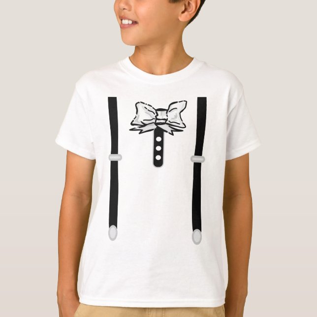 T-shirt Cravate Bow noir et blanc 2D (Devant)