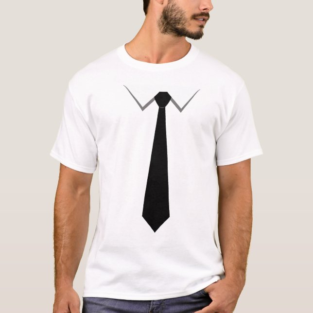 T-shirt Cravate, cravate noire (Devant)