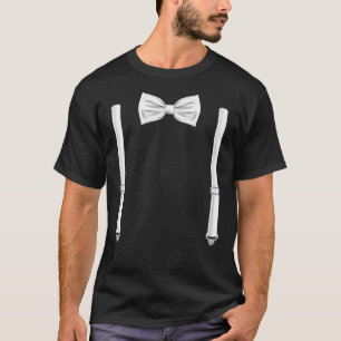 T-shirt Cravate De Bow Avec Suspendants - Bowtie Pour Mari