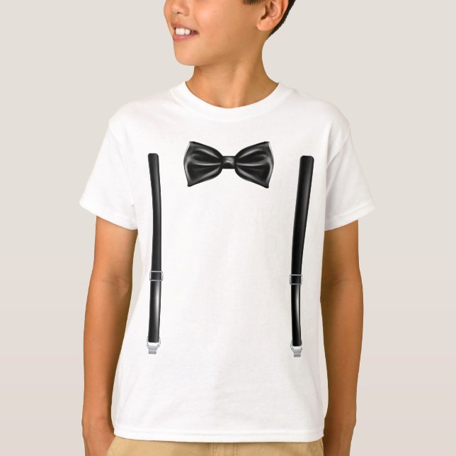 T-shirt Cravate De Bow Avec Suspendants - Bowtie Pour Mari (Devant)