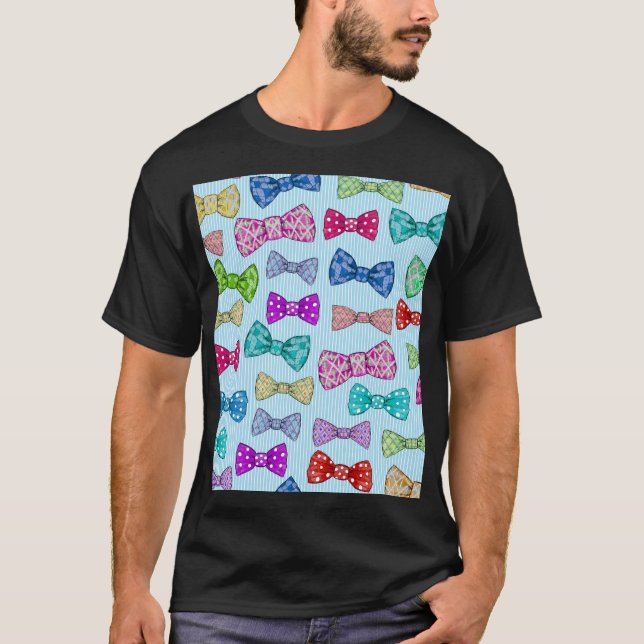 T-shirt Cravate de cabot, rayures bleues, aquarelle. (Devant)