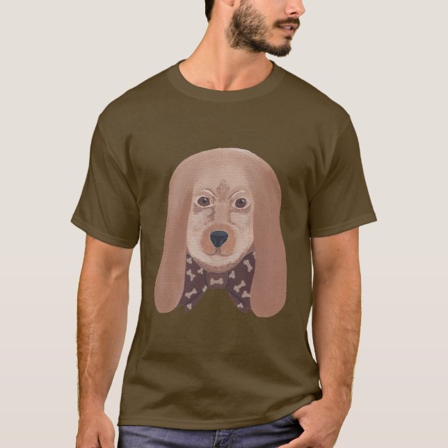 T-shirt Cravate de la peau de chien visage d'os Bow Tee -  (Devant)