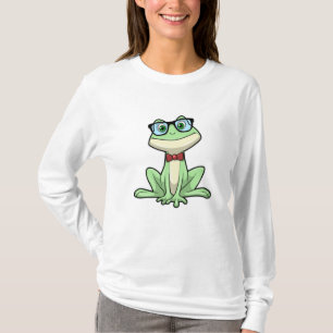 T-shirt Cravate de lunettes pour étudiants Nerd grenouille