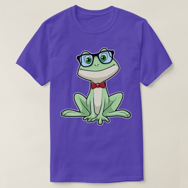 T-shirt Cravate de lunettes pour étudiants Nerd grenouille (Design devant)