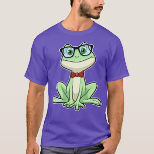 T-shirt Cravate de lunettes pour étudiants Nerd grenouille