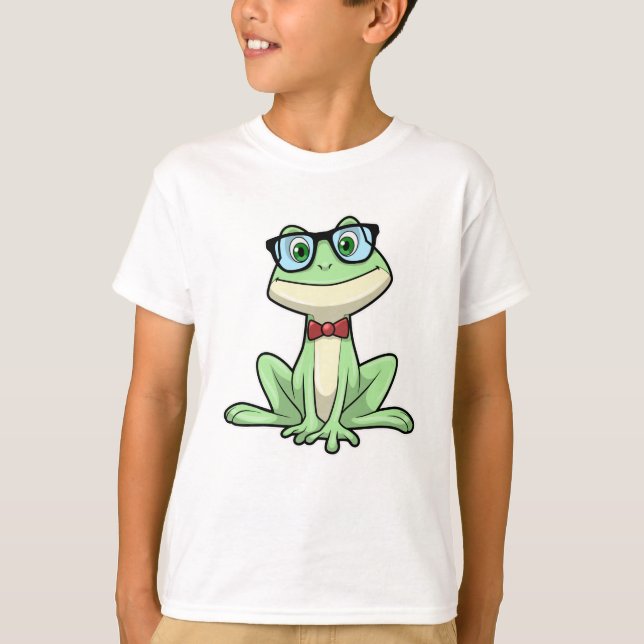 T-shirt Cravate de lunettes pour étudiants Nerd grenouille (Devant)
