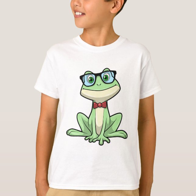 T-shirt Cravate de lunettes pour étudiants Nerd grenouille (Devant)