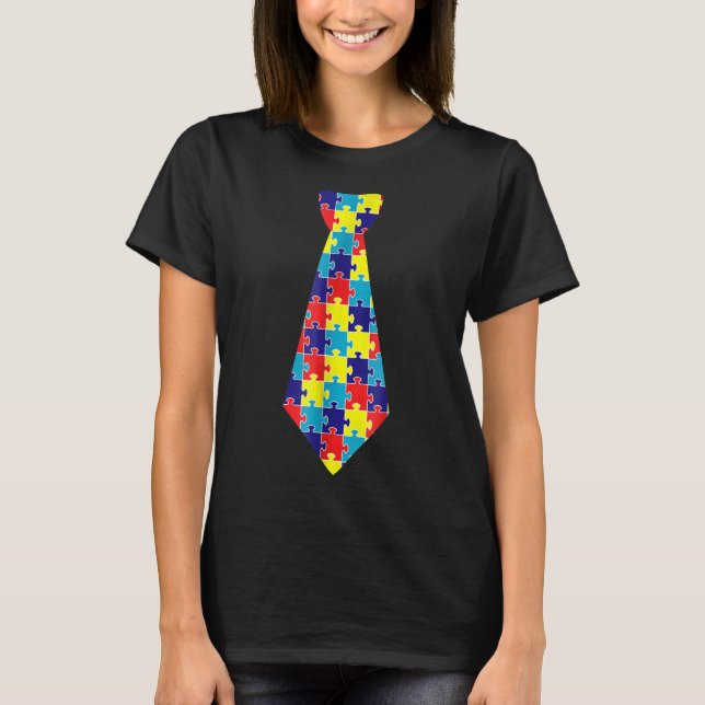 T-shirt Cravate de puzzle de sensibilisation autistique (Devant)