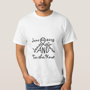 T-shirt Cravate du noeud Mariage personnalisé Noms de date