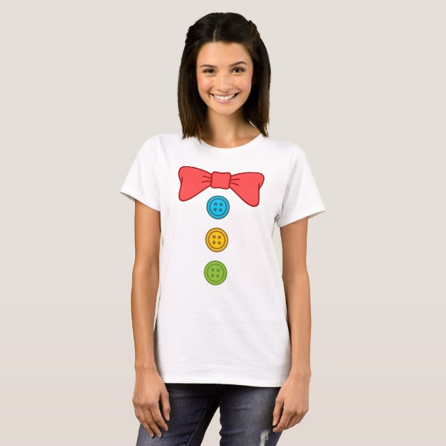 T-shirt Cravate et boutons du costume clown d'Halloween (Devant entier)