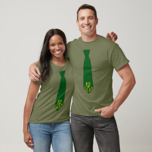 T-shirt cravate irlandaise avec Shamrocks et harpe