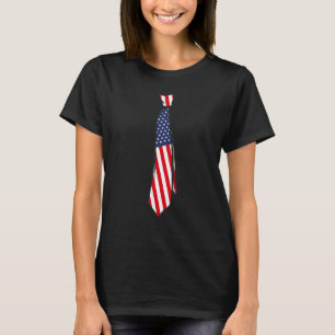 T-shirt Cravate Necktie Dans Les Couleurs Du Drapeau Améri
