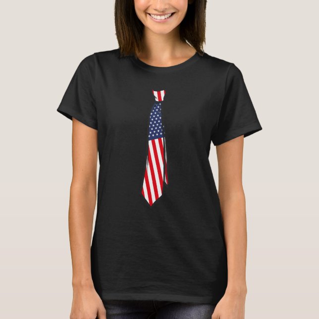 T-shirt Cravate Necktie Dans Les Couleurs Du Drapeau Améri (Devant)