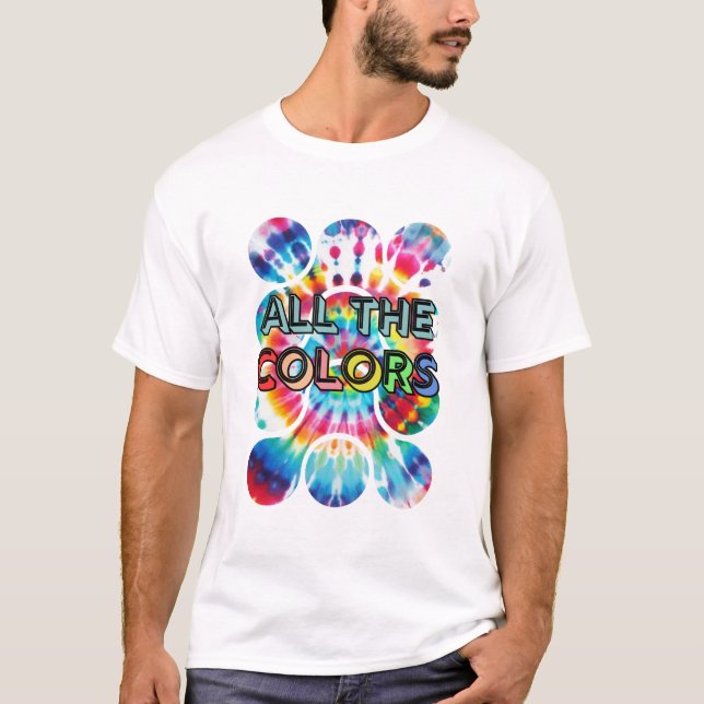 T-shirt Cravate-teinture de couleur style rétro (Devant)
