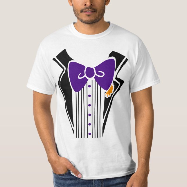T-shirt Cravate violette Tuxedo Chemise (Devant)