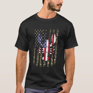 T-shirt Crawfish American Flag Camo 4Th Of July Patriotic 