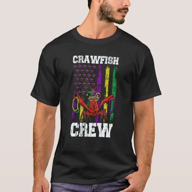 T-shirt Crawfish Crew Beads Mardi Gras Flag Dab Kids Toddl (Devant)
