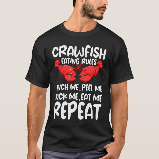 T-shirt Crawfish Eating Rules Cajun Seafood Crawdad Mudbug (Devant)