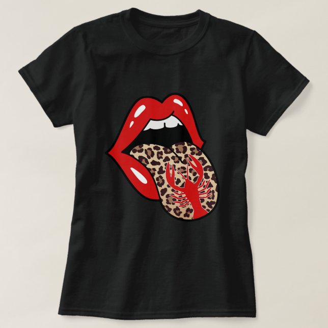T-shirt Crawfish Leopard Tounge Crawfish Boil Funny Lobsté (Design devant)