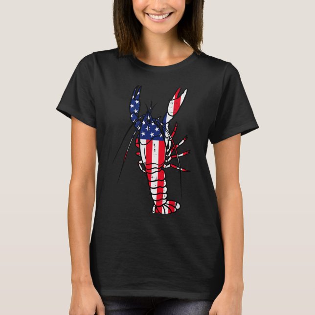 T-shirt Crawfish Us Flag Crayfish Lobster Patriotic Men Wo (Devant)
