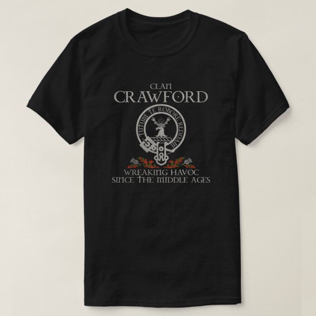 T-shirt Crawford Clan crest Scottish nom tartan Thistl (Design devant)