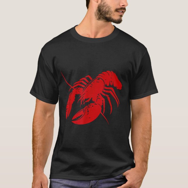 T-shirt Crayfish Lobster Red Silhouette Crawfish Men Women (Devant)