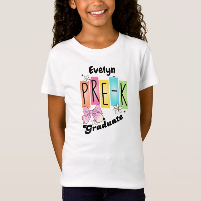 T-Shirt Crayon arrière pré-K Grad personnalisé pour filles (Devant)