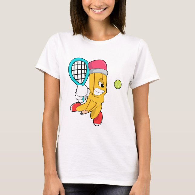 T-shirt Crayon au tennis avec raquette de tennis (Devant)