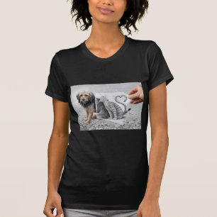 T-shirt Crayon contre l'appareil-photo - chien et chat
