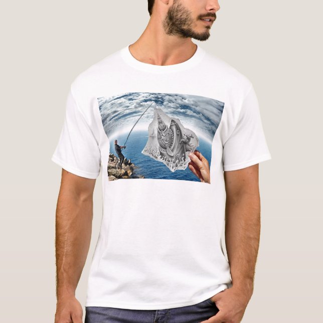 T-shirt Crayon contre l'appareil-photo - requin (Devant)