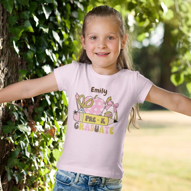 T-shirt Crayon de la poche rétro avant K pour fille (Créateur téléchargé)