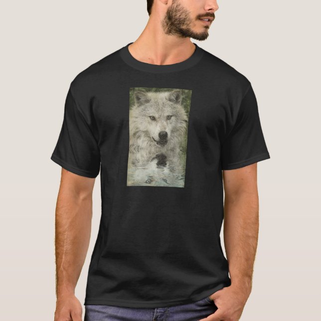 T-shirt Crayon de loup gris croquis d'art faunique cadeau (Devant)