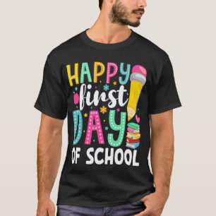 T-shirt Crayon de premier jour d'école heureux Professeur