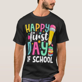 T-shirt Crayon de premier jour d'école heureux Professeur