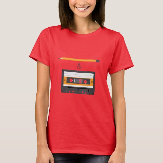 T-shirt Crayon et cassette compacte (Devant)