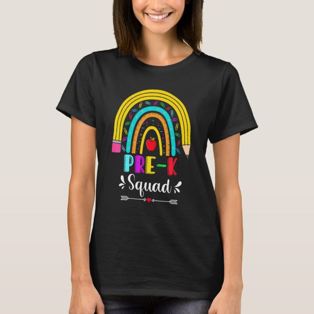 T-shirt Crayon Rainbow Pre K Squad Retour À L'École Enseig (Devant)