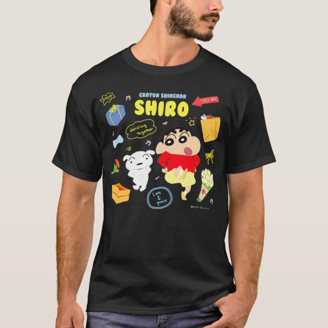 T-shirt Crayon Shin-chan happyShiro Danse ensemble (Devant)