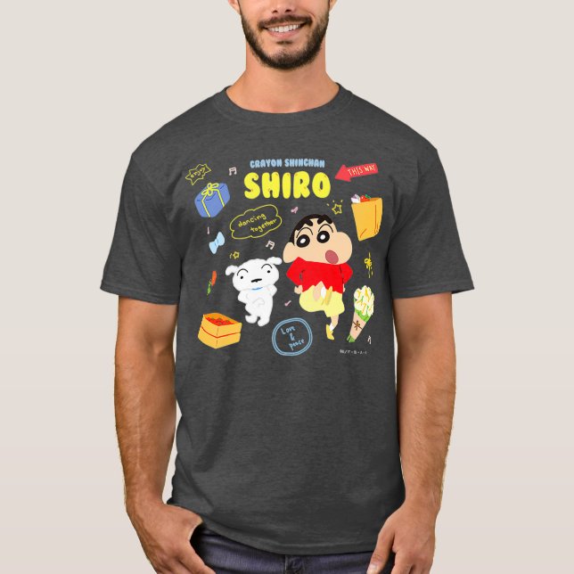T-shirt Crayon Shin-chan happyShiro Danse ensemble (Devant)