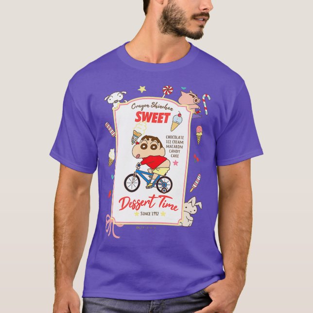T-shirt Crayon Shin-chan Shin-chan et dessert à bicyclette (Devant)